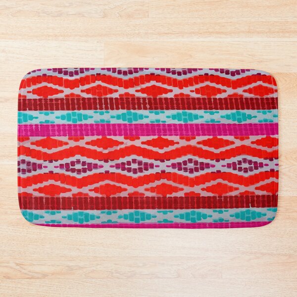 Item preview, Pink orange vibrant embroidery hand stitch textile folk art bold decoration designed and sold by T-Mex.