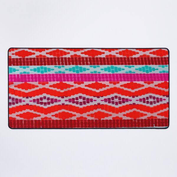 Item preview, Pink orange vibrant embroidery hand stitch textile folk art bold decoration designed and sold by T-Mex.