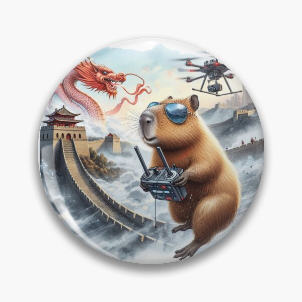 Item preview, Capybara Flying a drone at The Great Wall1 designed and sold by Capybara Art Lover.