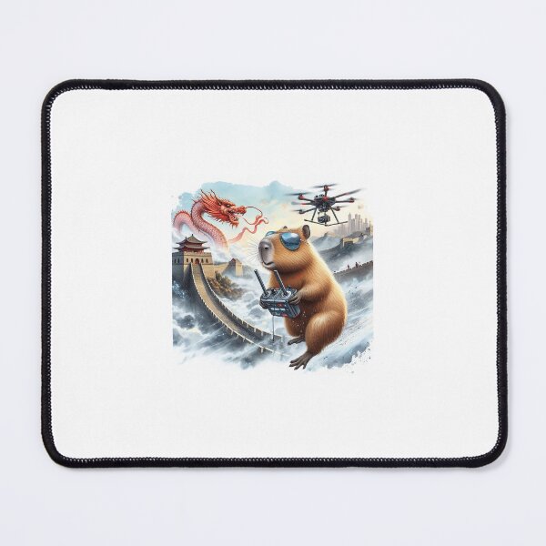 Item preview, Capybara Flying a drone at The Great Wall1 designed and sold by Capybara Art Lover.