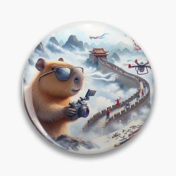 Item preview, Capybara Flying a drone at The Great Wall2 designed and sold by Capybara Art Lover.