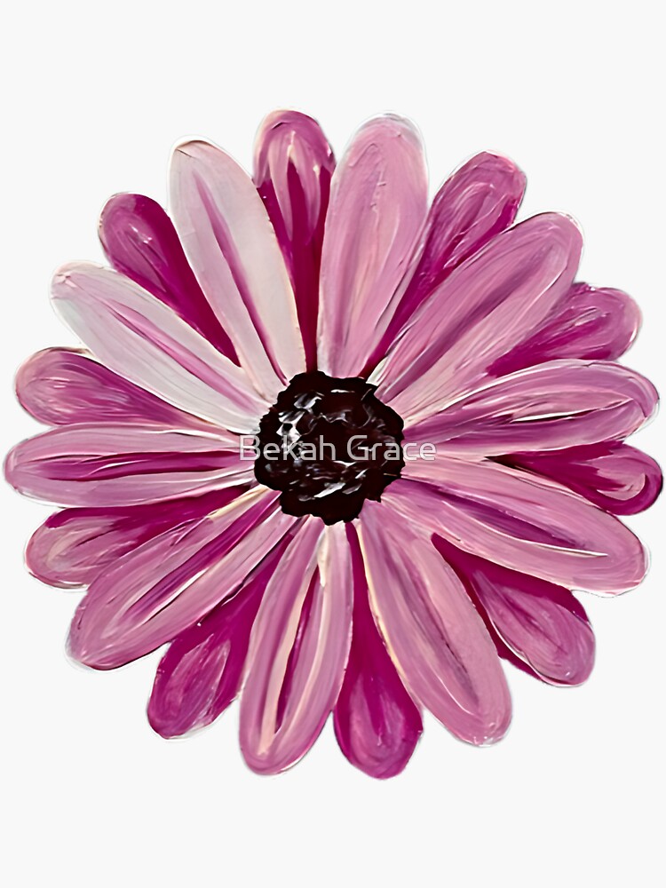 Thumbnail 3 of 3, Sticker, Pretty Pink and Purple Daisy Flower with Blue designed and sold by Bekah-Grace.