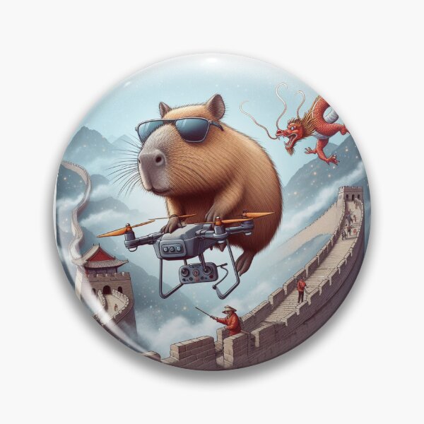 Item preview, Capybara Flying a drone at The Great Wall3 designed and sold by Capybara Art Lover.