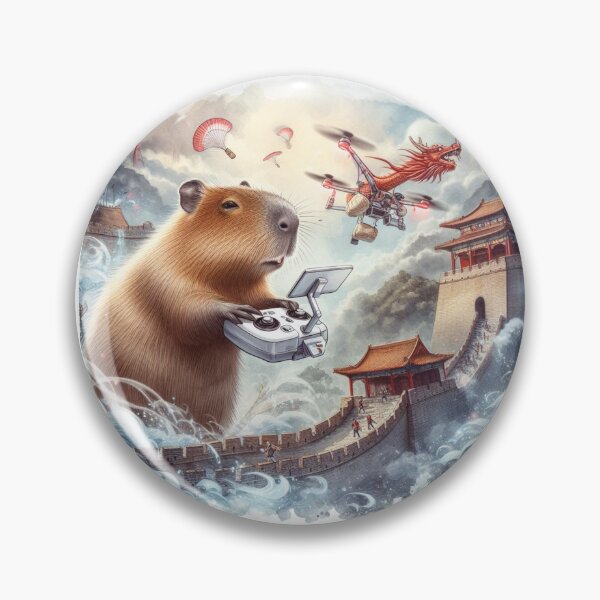 Item preview, Capybara Flying a drone at The Great Wall4 designed and sold by Capybara Art Lover.