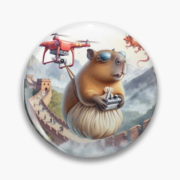 Item preview, Capybara Flying a drone at The Great Wall5 designed and sold by Capybara Art Lover.