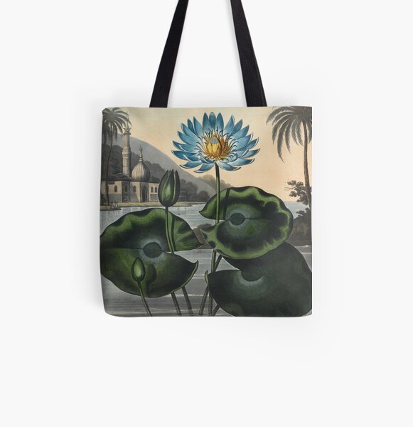 Botanical illustration: Blue Egyptian water lily by Robert Thornton – State Library Victoria All Over Print Tote Bag