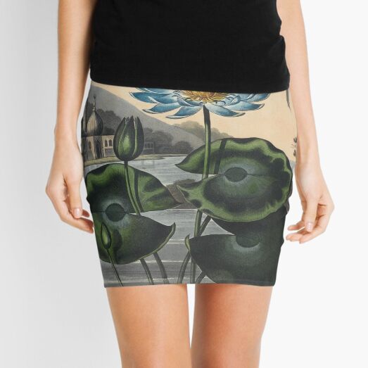 Botanical illustration: Blue Egyptian water lily by Robert Thornton – State Library Victoria Mini Skirt