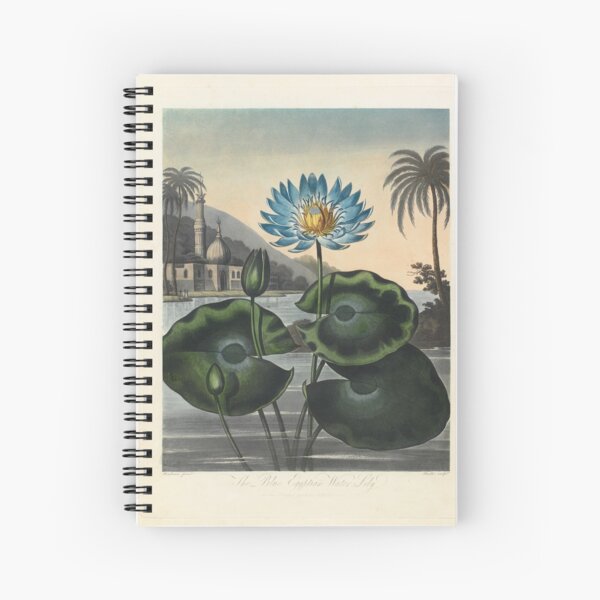 Botanical illustration: Blue Egyptian water lily by Robert Thornton – State Library Victoria Spiral Notebook