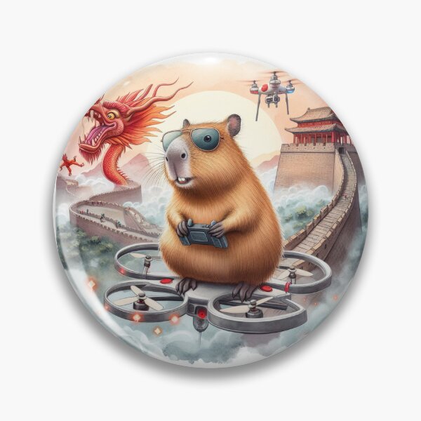 Item preview, Capybara Flying a drone at The Great Wall8 designed and sold by Capybara Art Lover.