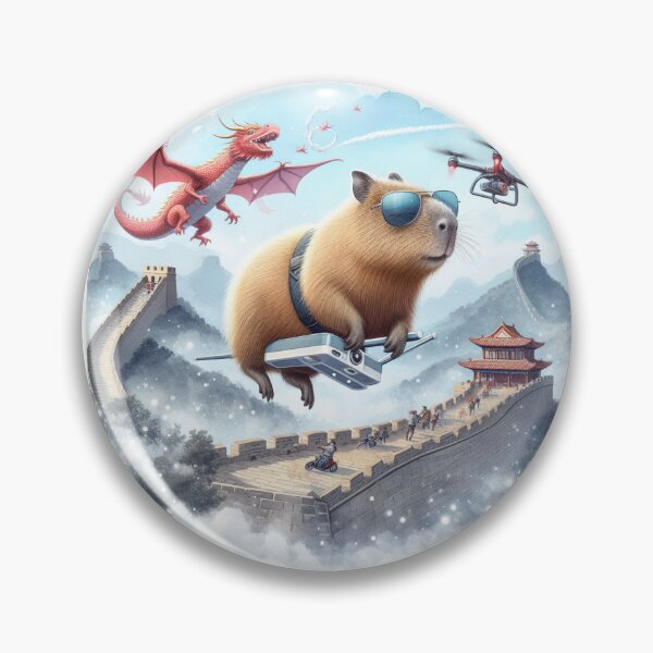 Item preview, Capybara Flying a drone at The Great Wall10 designed and sold by Capybara Art Lover.