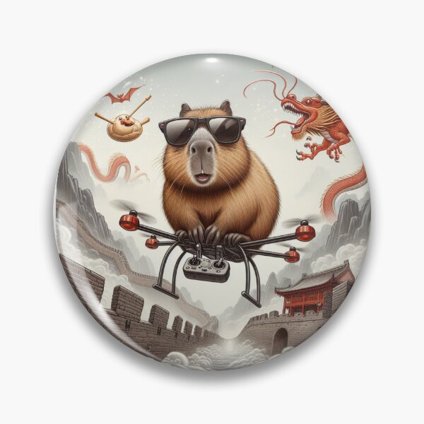 Item preview, Capybara Flying a drone at The Great Wall11 designed and sold by Capybara Art Lover.