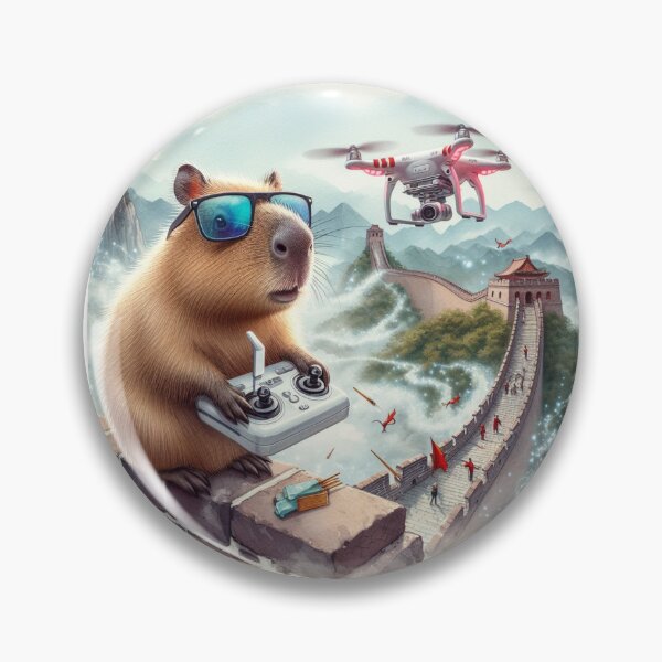 Item preview, Capybara Flying a drone at The Great Wall12 designed and sold by Capybara Art Lover.