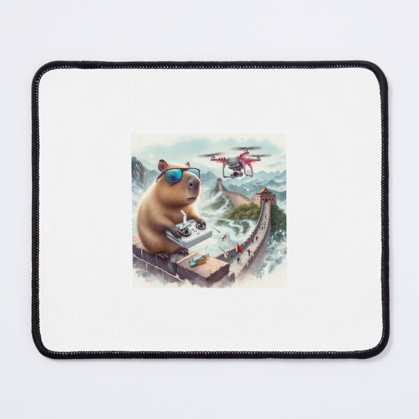 Item preview, Capybara Flying a drone at The Great Wall12 designed and sold by Capybara Art Lover.