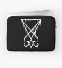 Lucifer Sigil - The Devil's Symbol White Grunge Laptop Sleeve