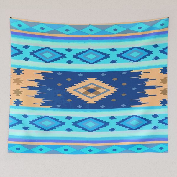 Item preview, Sky blue southwest boho chic maximalist decor folk art designed and sold by T-Mex.