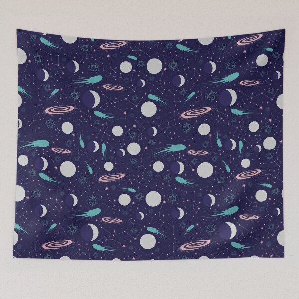 Item preview, Moon and meteoroids amoung pink constellation designed and sold by Pinata.