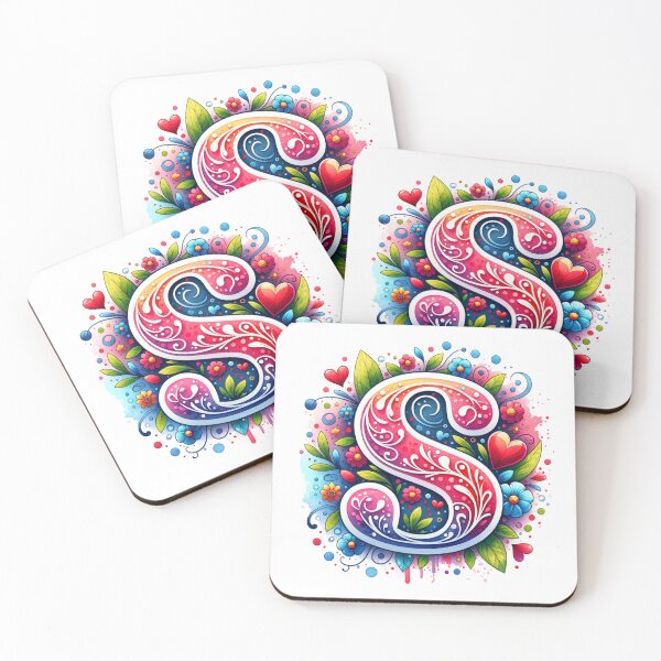 Item preview, The Letter S with Flowers and Hearts designed and sold by PassionforLove.