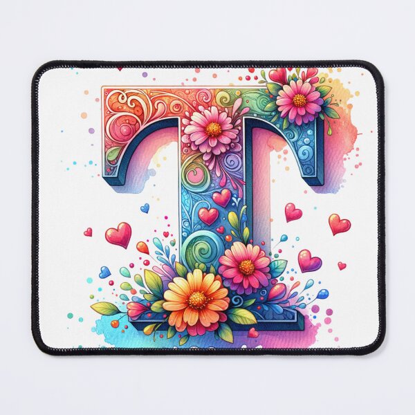 Item preview, The Letter T with Flowers and Hearts designed and sold by PassionforLove.