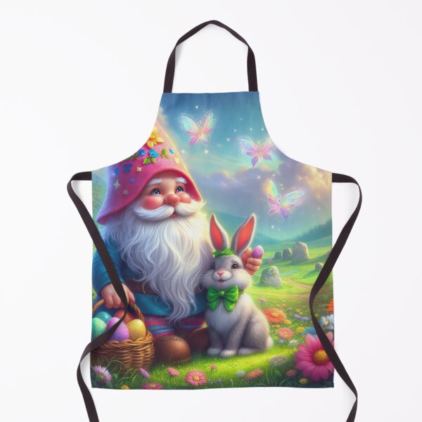Item preview, Copy of gnome with Color hat with basket and rabbit happy magical easter landscape designed and sold by Expressions-Sel.