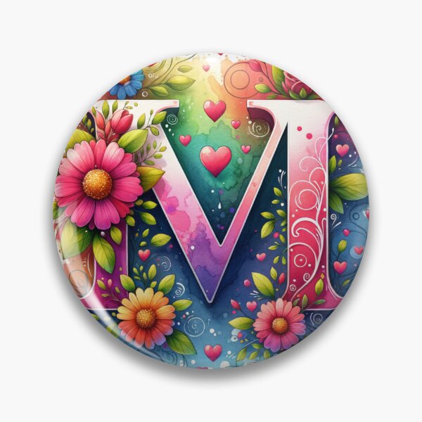 Item preview, The Letter M with Flowers and Hearts designed and sold by PassionforLove.
