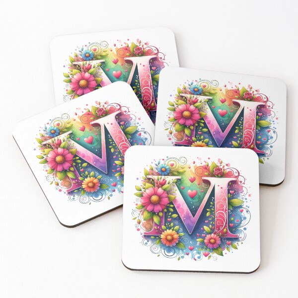 Item preview, The Letter M with Flowers and Hearts designed and sold by PassionforLove.