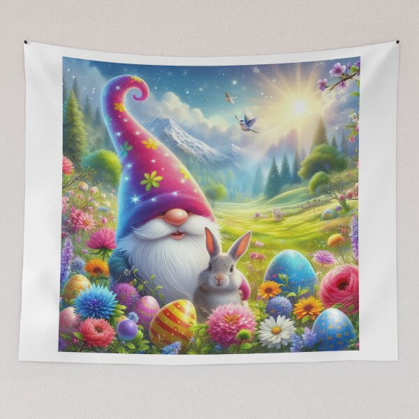 Item preview,  easter gnome with Purple hat with rabbit  magical  landscape designed and sold by Expressions-Sel.
