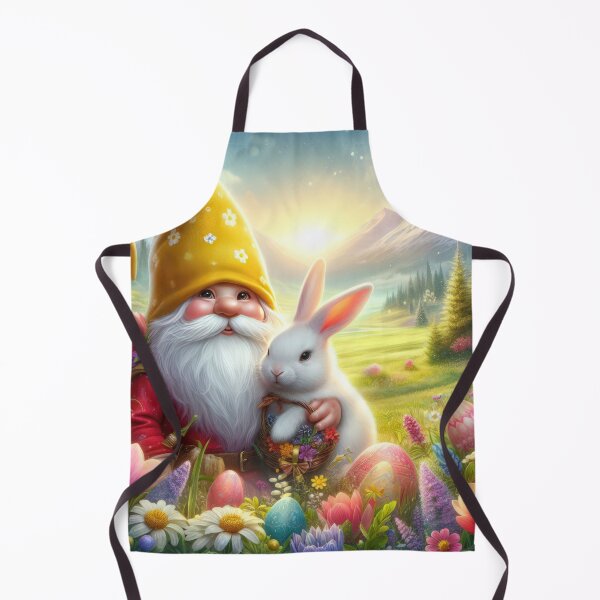 Item preview,  easter gnome with yellow hat with rabbit and flowers magical  landscape designed and sold by Expressions-Sel.