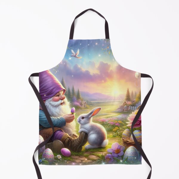 Item preview, easter gnome with Purple hat with rabbit  and flowers magical  landscape designed and sold by Expressions-Sel.