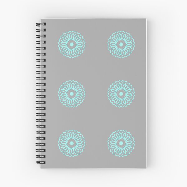 Item preview, Turquoise Blue Flower Pattern on Pale Gray Background designed and sold by KeksWorkroom.