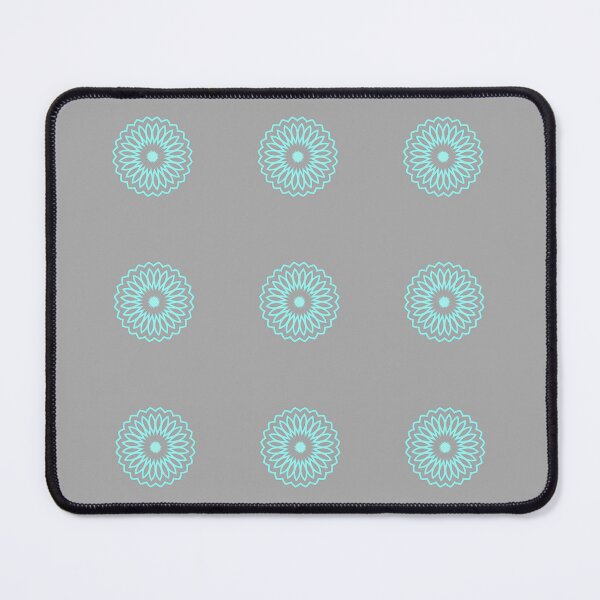 Item preview, Turquoise Blue Flower Pattern on Pale Gray Background designed and sold by KeksWorkroom.
