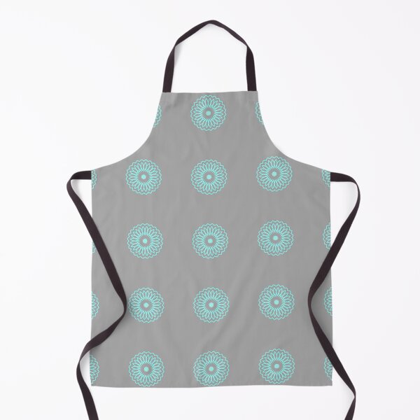 Item preview, Turquoise Blue Flower Pattern on Pale Gray Background designed and sold by KeksWorkroom.