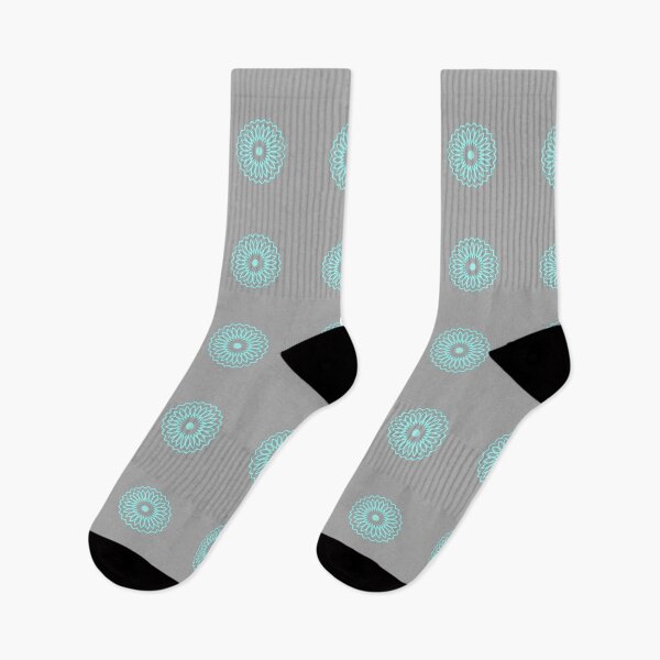 Item preview, Turquoise Blue Flower Pattern on Pale Gray Background designed and sold by KeksWorkroom.