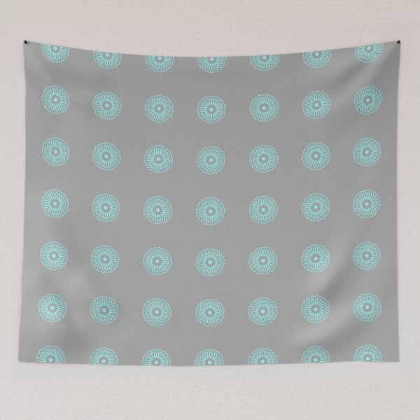 Item preview, Turquoise Blue Flower Pattern on Pale Gray Background designed and sold by KeksWorkroom.