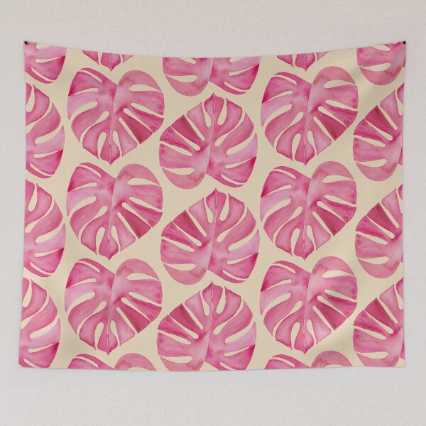 Item preview, Pink Monstera Pattern on Peach designed and sold by JocelynBateson.