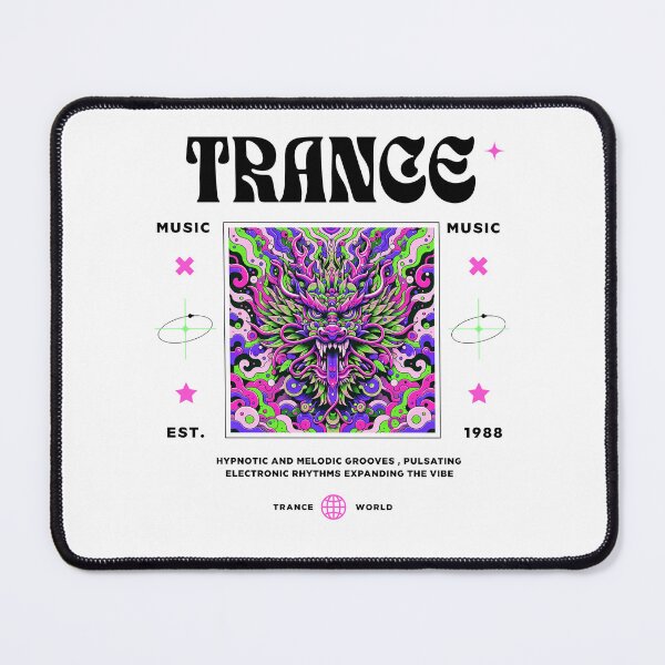 Item preview, TRANCE - Cara de dragón trippy (negro) designed and sold by Discothreadz.