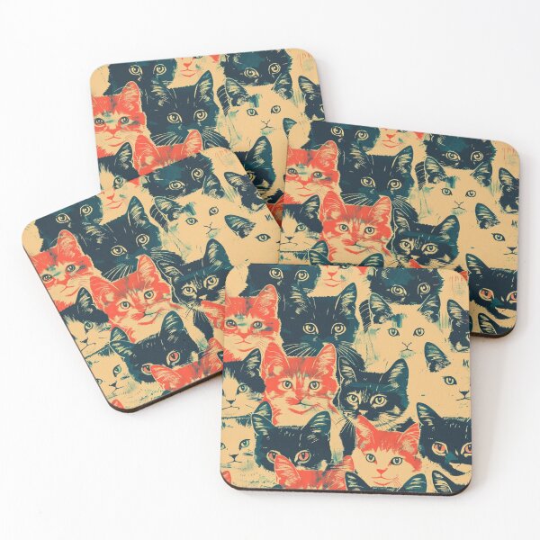Item preview, Cute Kittens Pattern Art Vintage Cat Graphic Art designed and sold by LVTFCOarts.