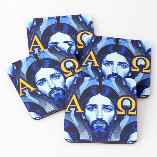 Item preview, Jesus Christ Patterned Image with Alpha and Omega designed and sold by Sanctum Icons.