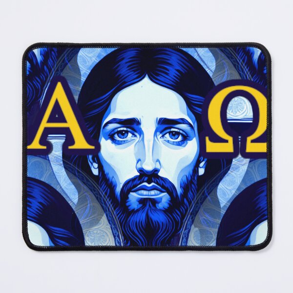 Item preview, Jesus Christ Patterned Image with Alpha and Omega designed and sold by Sanctum Icons.