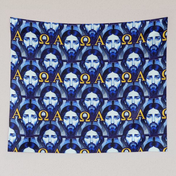 Item preview, Jesus Christ Patterned Image with Alpha and Omega designed and sold by Sanctum Icons.