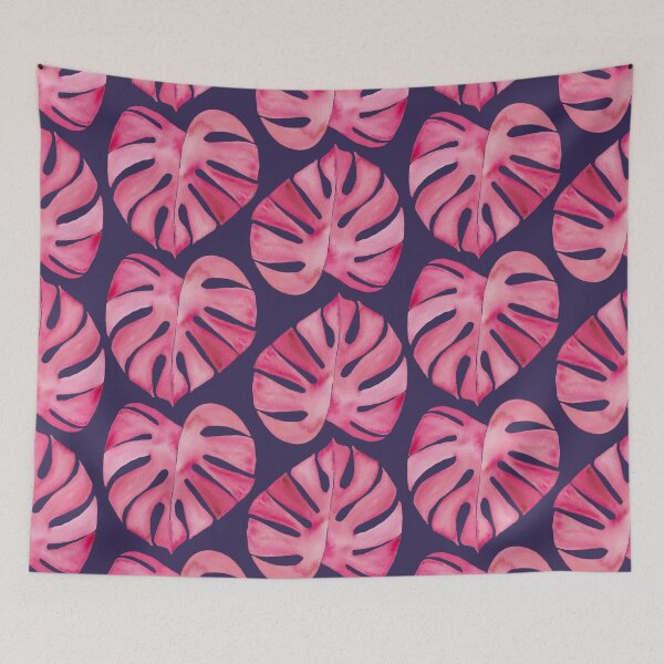 Item preview, Pink Monstera Pattern on Navy designed and sold by JocelynBateson.