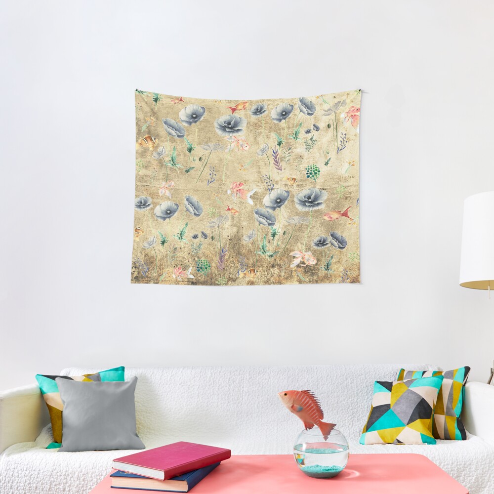 Fishies & Garden #Gold-plated Tapestry