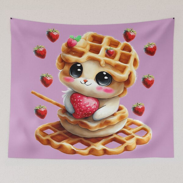 Item preview, Adorable kitten and strawberry waffle designed and sold by Astralia.