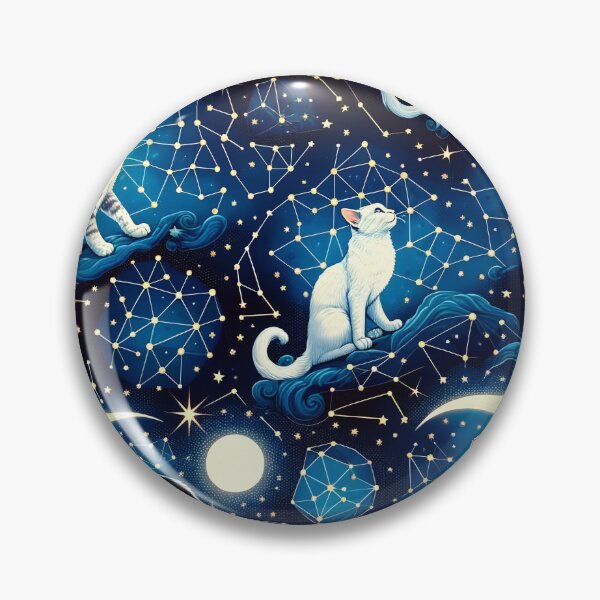 Item preview, Mystic Moonlight Felines - Celestial Cat Constellation Fabric designed and sold by PillowTalkyZone.