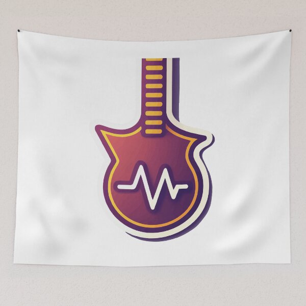 Item preview, Minimalist Bass Guitar with Heartbeat Pulse Design designed and sold by NiftyWrx.