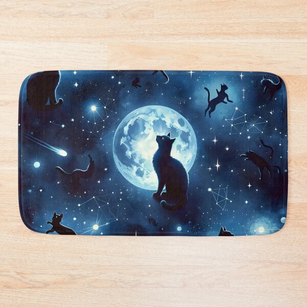 Item preview, Mystic Moonlight Felines - Celestial Cat Constellation Fabric designed and sold by PillowTalkyZone.
