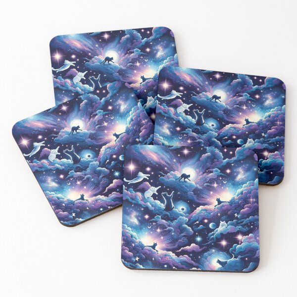 Item preview, Mystic Moonlight Felines - Celestial Cat Constellation Fabric designed and sold by PillowTalkyZone.