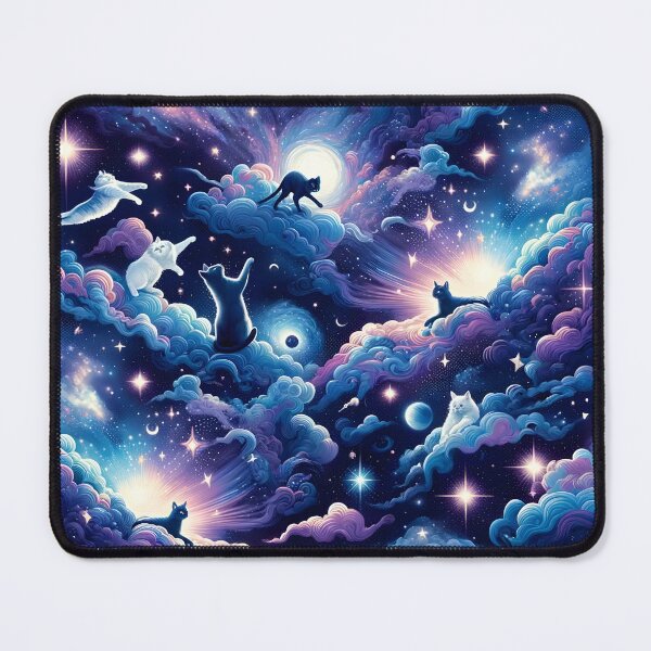 Item preview, Mystic Moonlight Felines - Celestial Cat Constellation Fabric designed and sold by PillowTalkyZone.