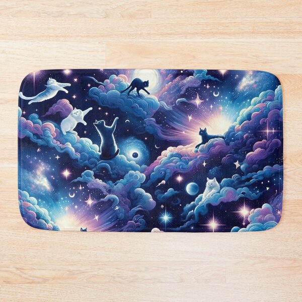 Item preview, Mystic Moonlight Felines - Celestial Cat Constellation Fabric designed and sold by PillowTalkyZone.