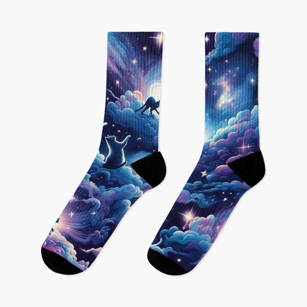 Item preview, Mystic Moonlight Felines - Celestial Cat Constellation Fabric designed and sold by PillowTalkyZone.