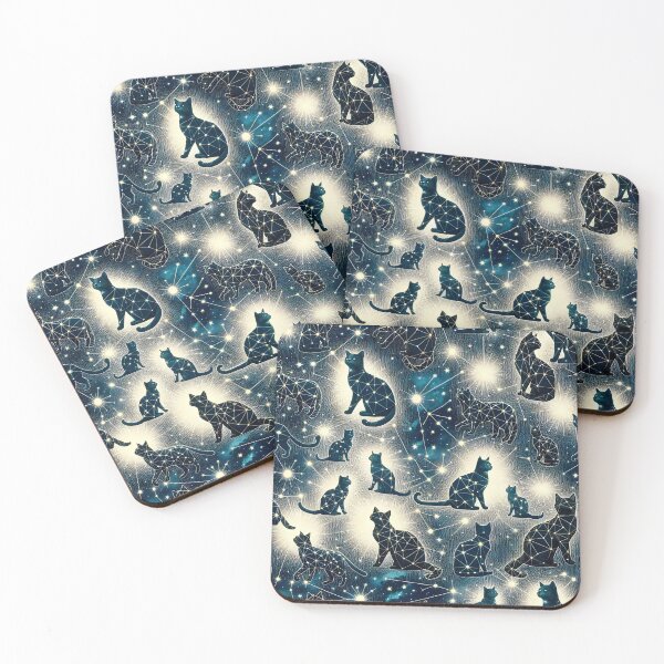 Item preview, Mystic Moonlight Felines - Celestial Cat Constellation Fabric designed and sold by PillowTalkyZone.
